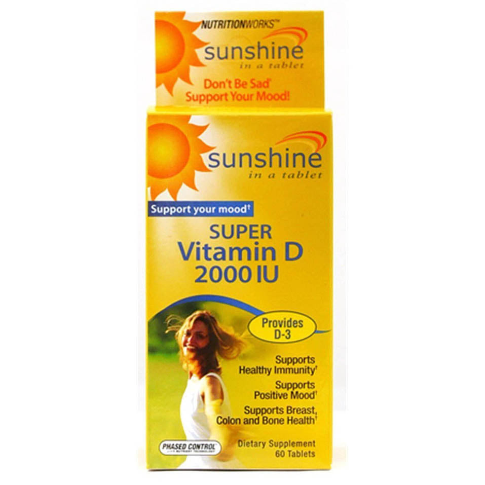 Sunshine Vitamin D-3 2,000 IU, Healthy and Strong Bones, 60 servings