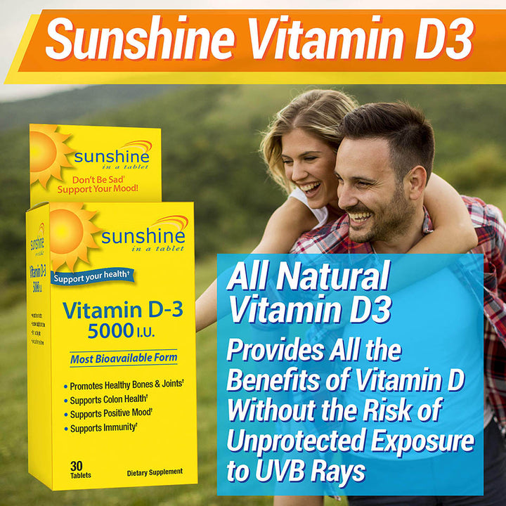 Sunshine Vitamin D-3 5,000 IU, Healthy and Strong Bones, 30 servings