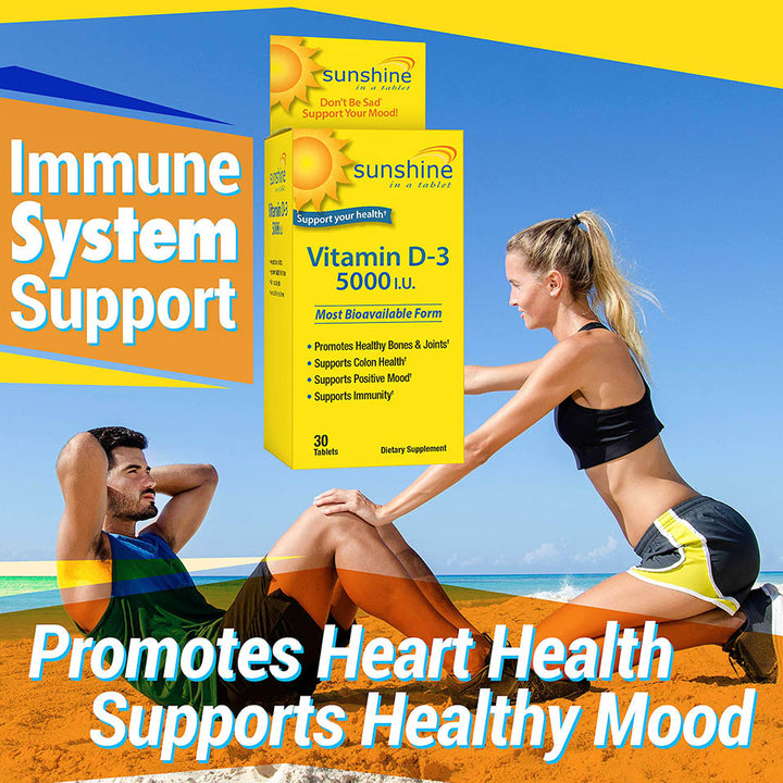 Sunshine Vitamin D-3 5,000 IU, Healthy and Strong Bones, 30 servings