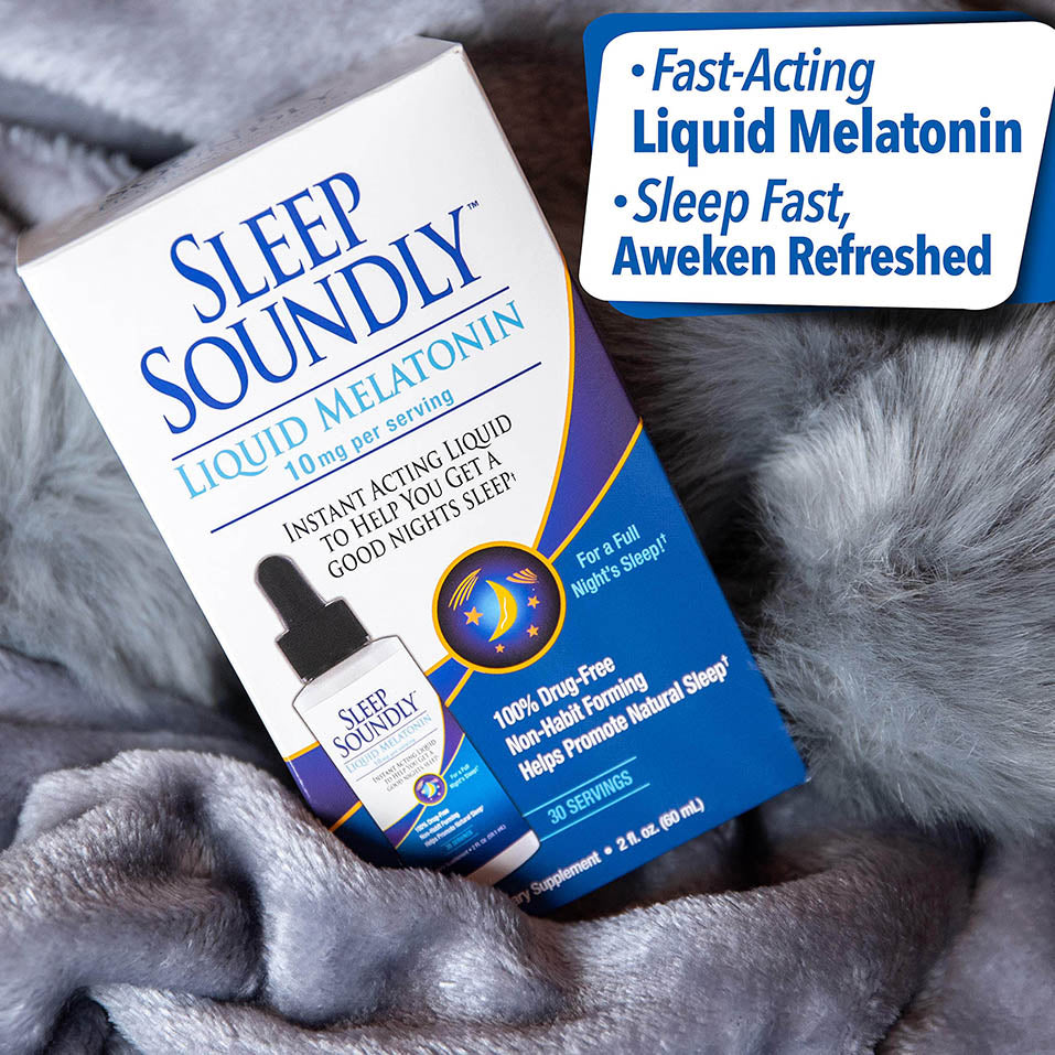 Sleep Soundly Liquid Melatonin 10mg, Instant Acting Sleep Formula, 30 servings, 2 Fl Oz (Pack of 1)