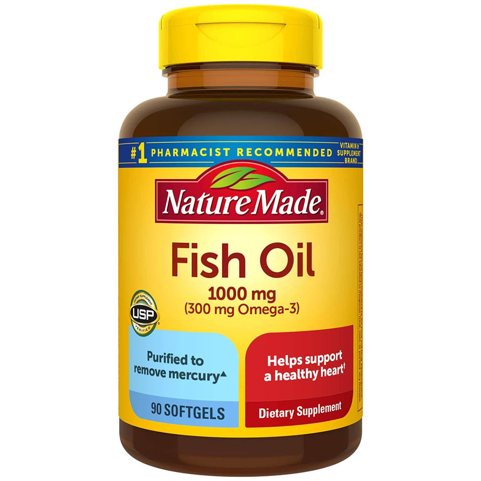 Nature Made Fish Oil 1000 mg, 90 Softgels, Fish Oil Omega 3 Supplement For Heart Health