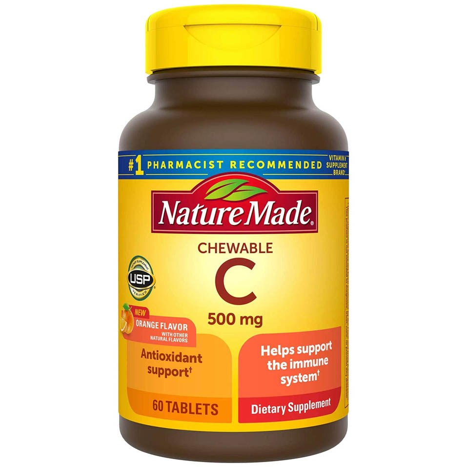 Nature Made Chewable Vitamin C 500 mg Tablets, 60 Count to Help Support the Immune System