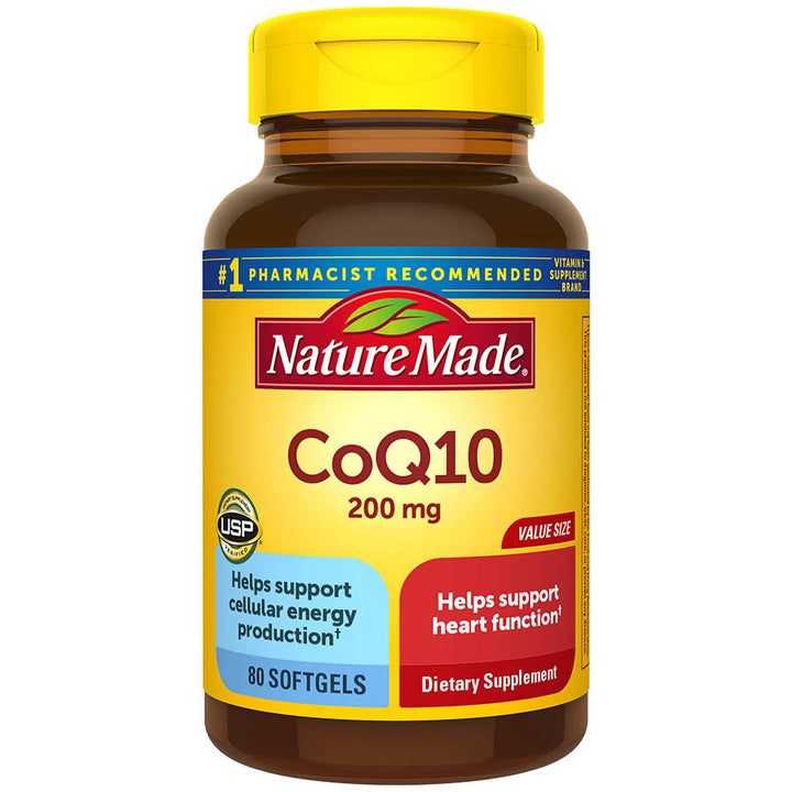 Nature Made CoQ10 200mg, Dietary Supplement for Heart Health Support, 80 Softgels, 80 Day Supply