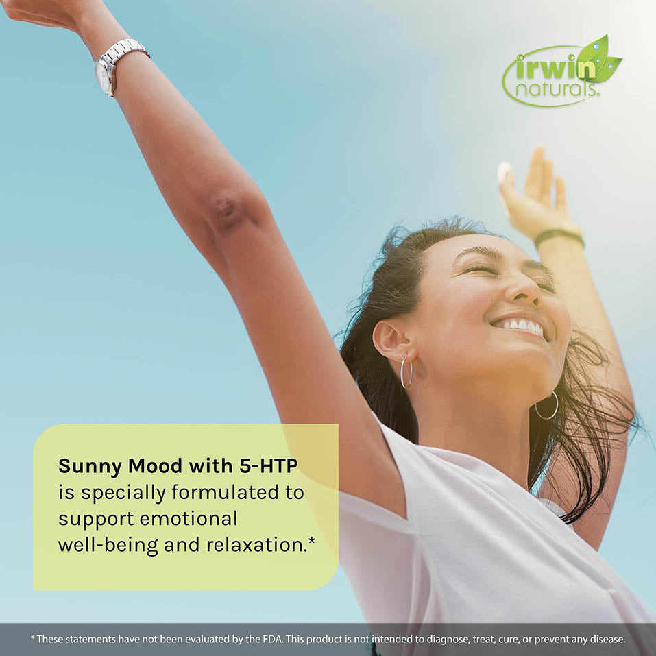 Irwin Naturals Sunny Mood with 5-HTP - 80 Liquid Soft-Gels - Supports Emotional Well-Being & Relaxation - 40 Servings