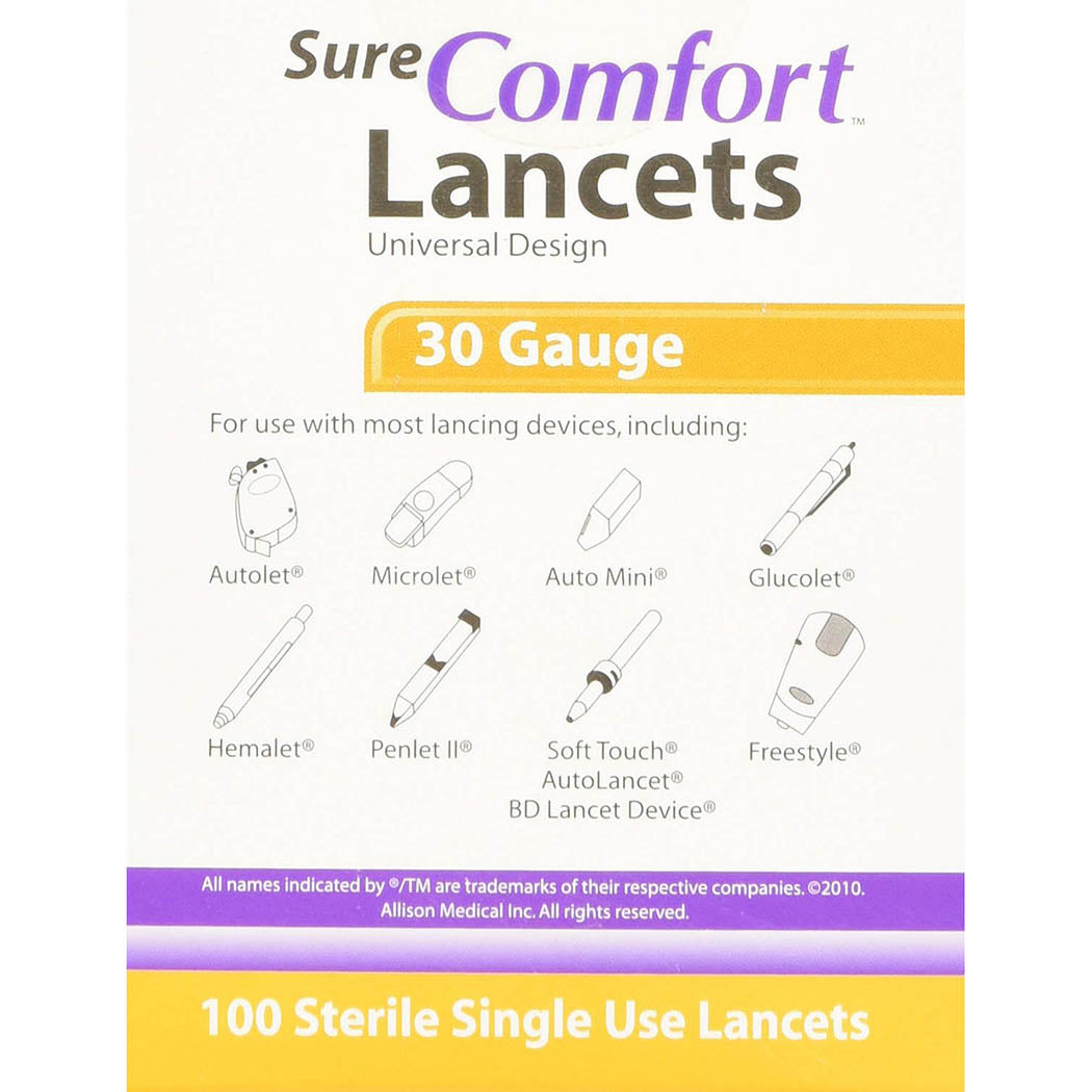 Sure Comfort Universal Lancet, 30g, 100 Count