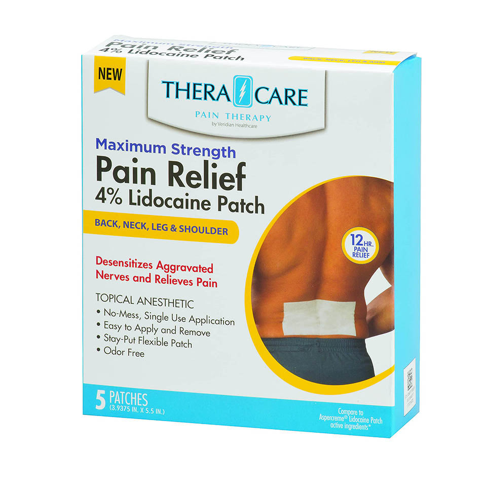 Thera|Care Pain Relief Patch | 4% Lidocaine Patch | 3.9â€ x 5.5â€ | 5-Count Box