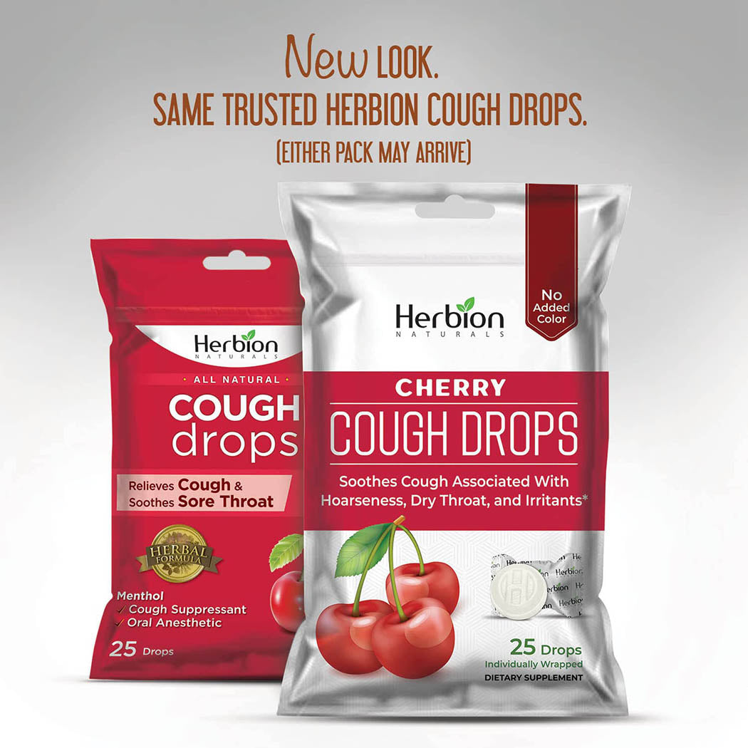 Herbion Naturals Cough Drops Cherry Flavor 25 Count Bag