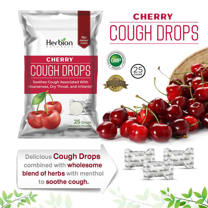 Herbion Naturals Cough Drops Cherry Flavor 25 Count Bag