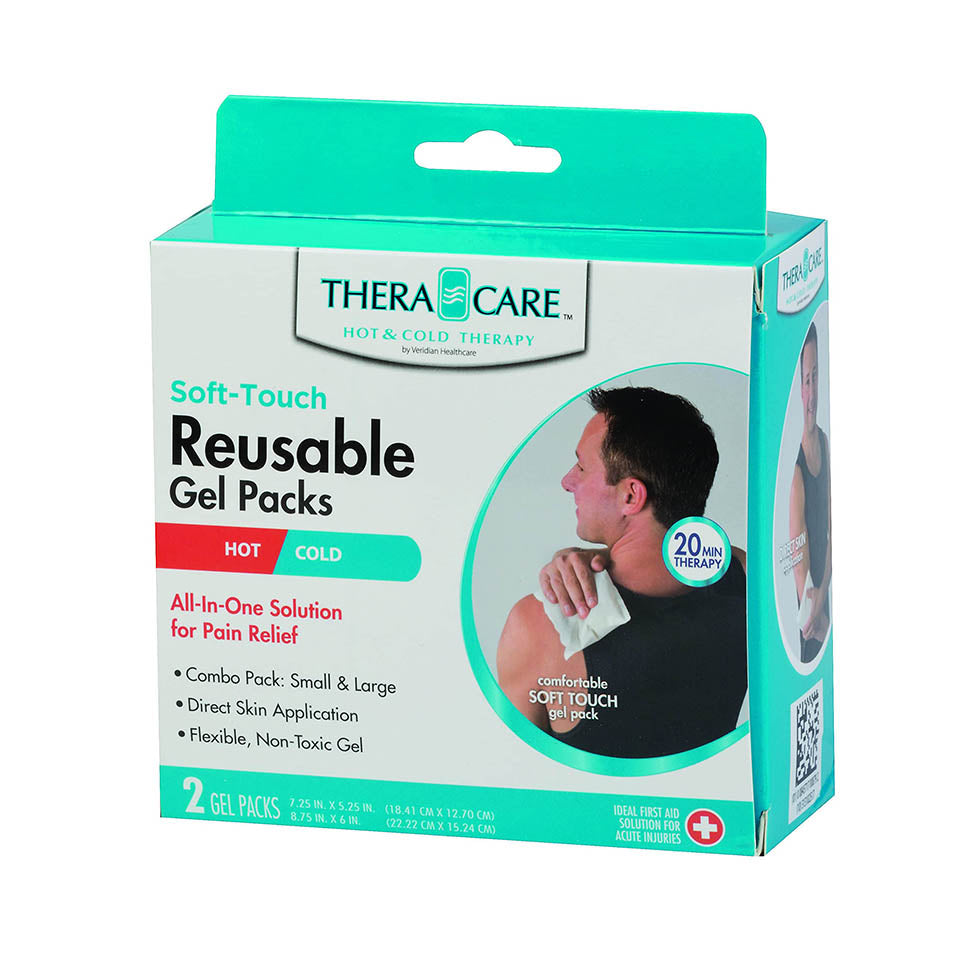 Thera|Care Soft-Touch Reusable Gel Packs | Helps Relieve Pain and Swelling | Direct Skin Application | 20 Minute Therapy | Freeze for Cold or Microwave for hot