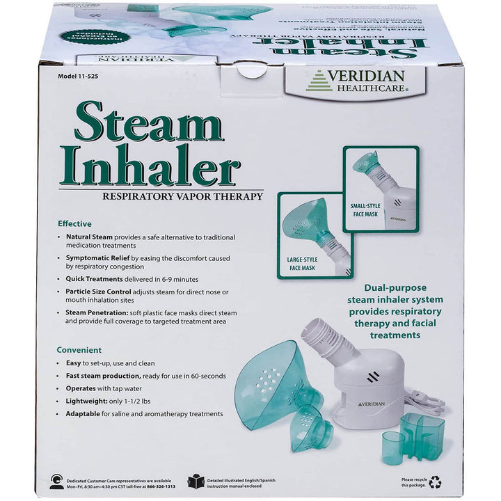 Veridian Healthcare Steam Inhaler Respiratory Vapor Therapy, Green, 1 Count (Pack of 1)