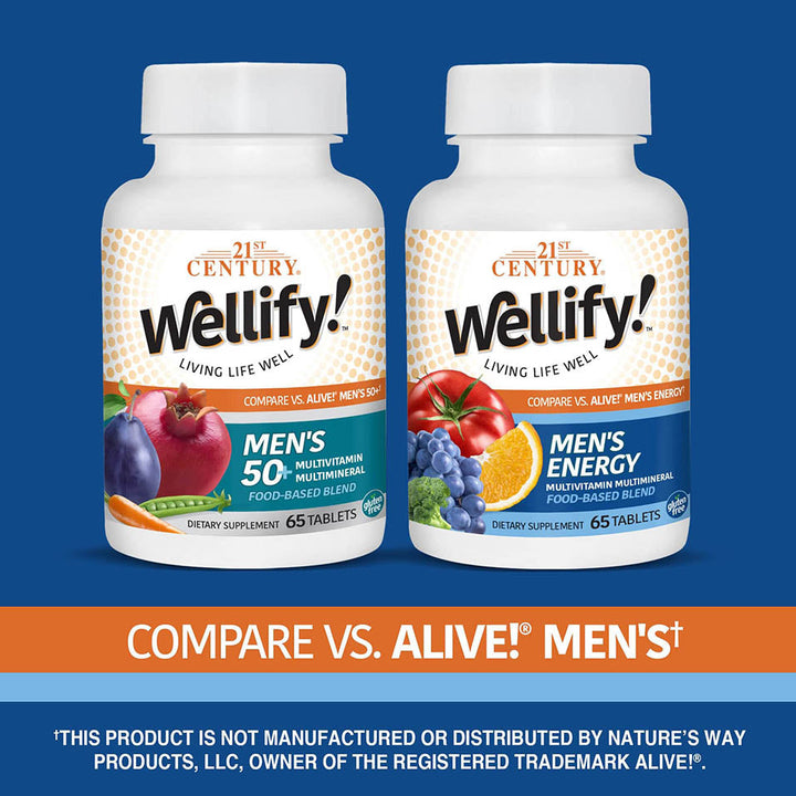 21st Century Wellify Men's Energy Multivitamins with Minerals, 65 Count