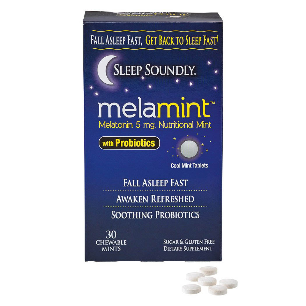 Sleep Soundly Melamint Melatonin Melt 5mg with Probiotics, Fast Acting Sleep Formula, 30 servings