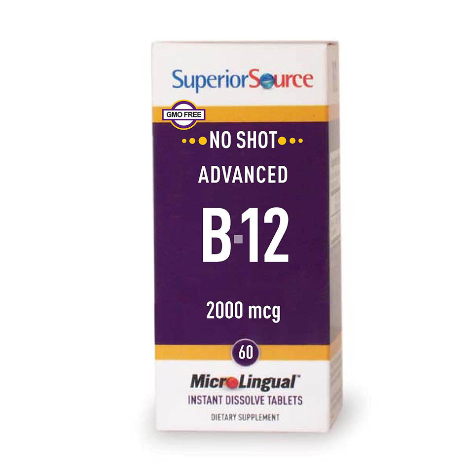 Superior Source No Shot Advanced B12 Vitamins Tablet, 2000 mcg, 60 Count