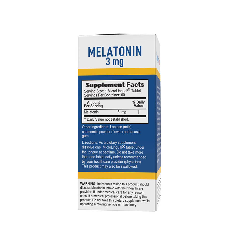 Superior Source Melatonin Under The Tongue Quick Dissolve Sublingual Tablets, with Chamomile, Natural Sleep Support, Sublingual Melatonin, for Adults, Non-GMO (Melatonin 3mg)