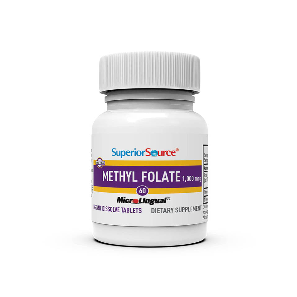 Superior Source Methylfolate 5-MTHF 1000 mcg, Quick Dissolve Sublingual Tablets, 60 Ct, Biologically Active Form of Folate, Cardiovascular Health, Energy Metabolism & Prenatal Development, Non-GMO