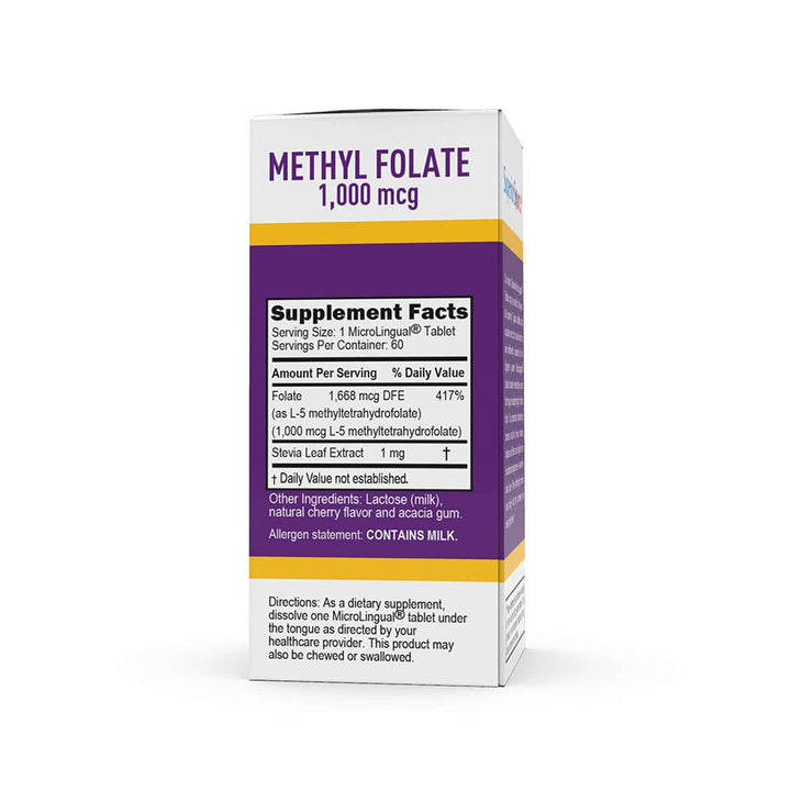 Superior Source Methylfolate 5-MTHF 1000 mcg, Quick Dissolve Sublingual Tablets, 60 Ct, Biologically Active Form of Folate, Cardiovascular Health, Energy Metabolism & Prenatal Development, Non-GMO