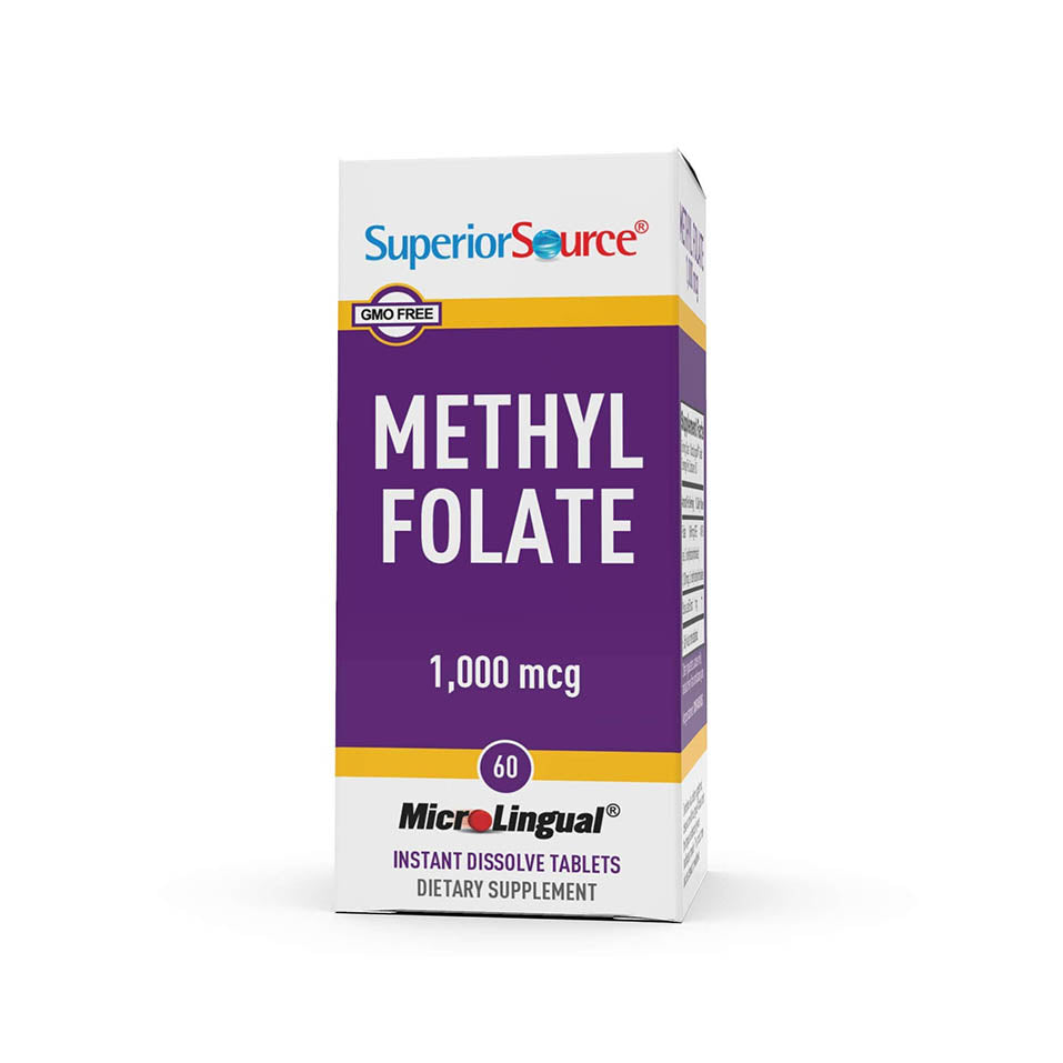 Superior Source Methylfolate 5-MTHF 1000 mcg, Quick Dissolve Sublingual Tablets, 60 Ct, Biologically Active Form of Folate, Cardiovascular Health, Energy Metabolism & Prenatal Development, Non-GMO