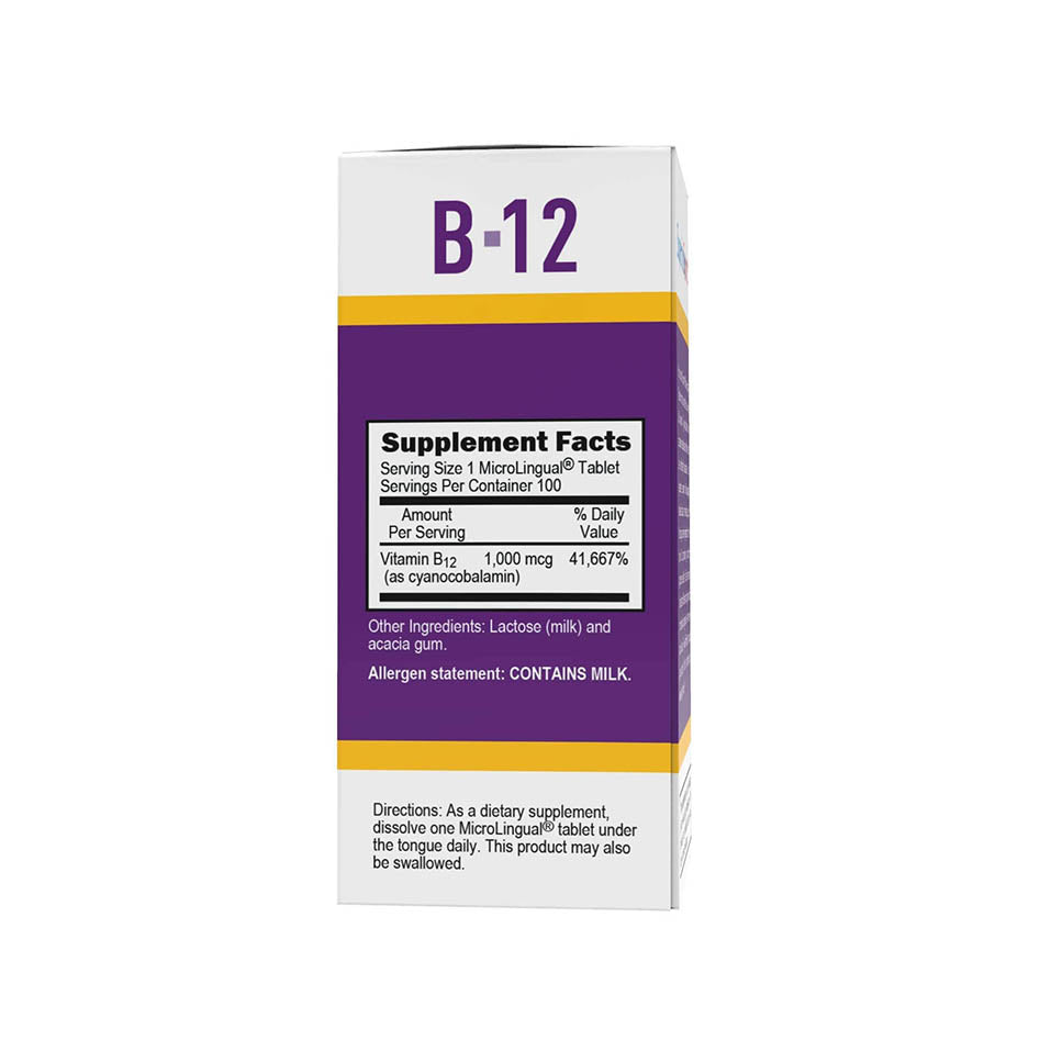 Superior Source No Shot Vitamin B12 Cyanocobalamin 1000 mcg, Quick Dissolve Sublingual Tablets, 100 Count, B12 Supplement to Increase Metabolism and Energy Production, Nervous System Support, Non-GMO