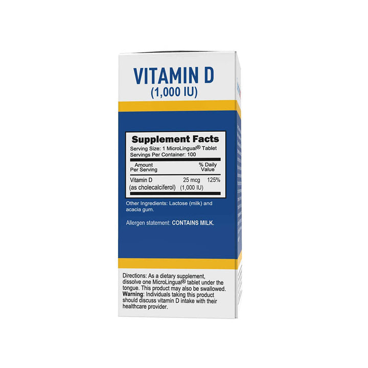 Superior Source Vitamin D3 1000 IU, Quick Dissolve MicroLingual Tablets, 100 Count, Helps Promote Strong Bones and Teeth, Immune Support, Helps Maintain Healthy Muscle Function, Non-GMO