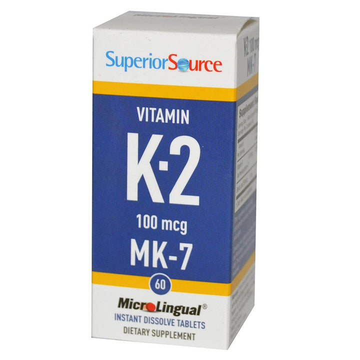 Superior Source Vitamin K2 MK-7 (Menaquinone-7), 100 mcg, Quick Dissolve Sublingual Tablets, 60 Count, Healthy Bones and Arteries, Immune & Cardiovascular Support, Assists Protein Synthesis, Non-GMO