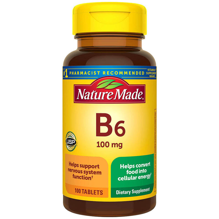 Nature Made Vitamin B6 100 mg, Dietary Supplement for Energy Metabolism Support, 100 Tablets, 100 Day Supply