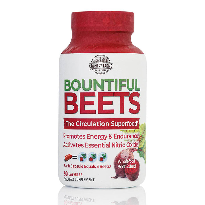 Country Farms Bountiful Beets Root Capsules, Wholefood Beet Extract Superfood, Natural Nitric Oxide Booster, Circulation and Immune Support, 90 Count, 90 Servings