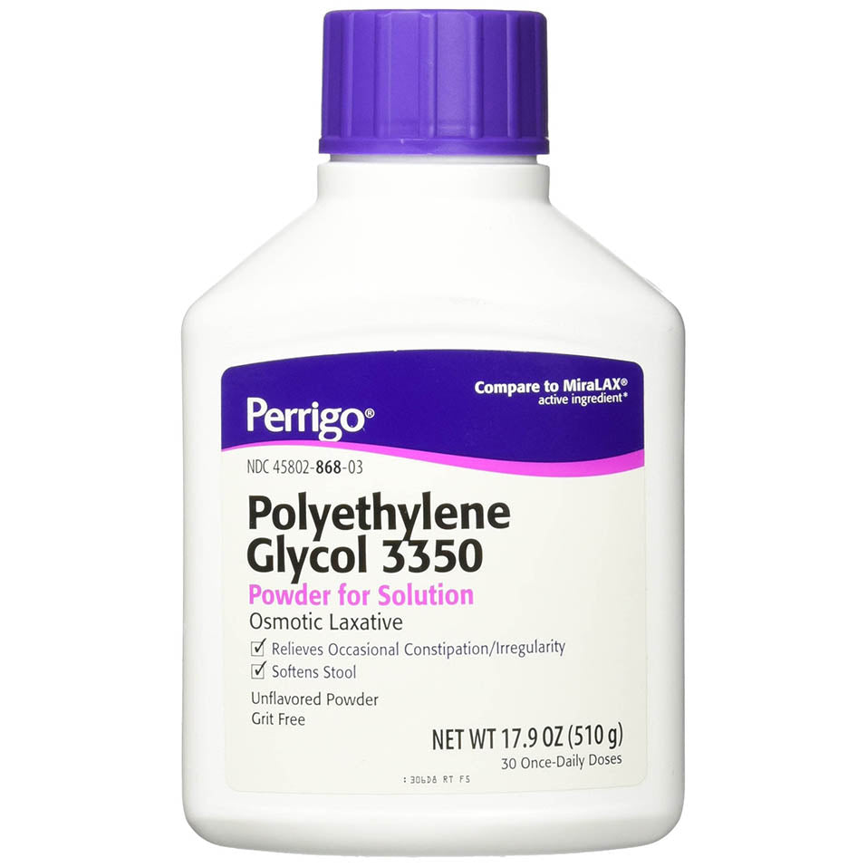 Perrigo Polyethylene Glycol 3350 17.9 Oz (510gm) Powder (Compare to Miralax)