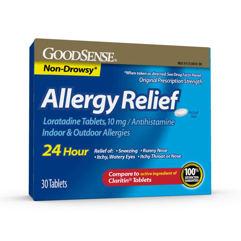 GoodSense Allergy Relief Loratadine Tablets 10 mg, Antihistamine, Allergy Medicine for 24 Hour Allergy Relief, 30 Count