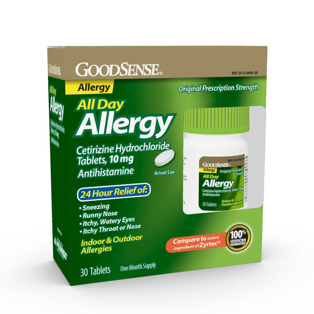 GoodSense All Day Allergy, Cetirizine Hydrochloride Tablets, 10 mg, Antihistamine, 30 Count