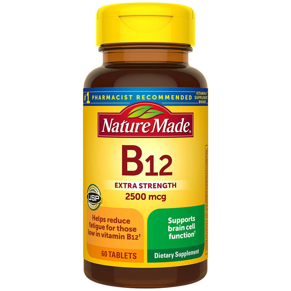 Nature Made Extra Strength Vitamin B12 2500 mcg, Dietary Supplement for Energy Metabolism Support, 60 Tablets, 60 Day Supply