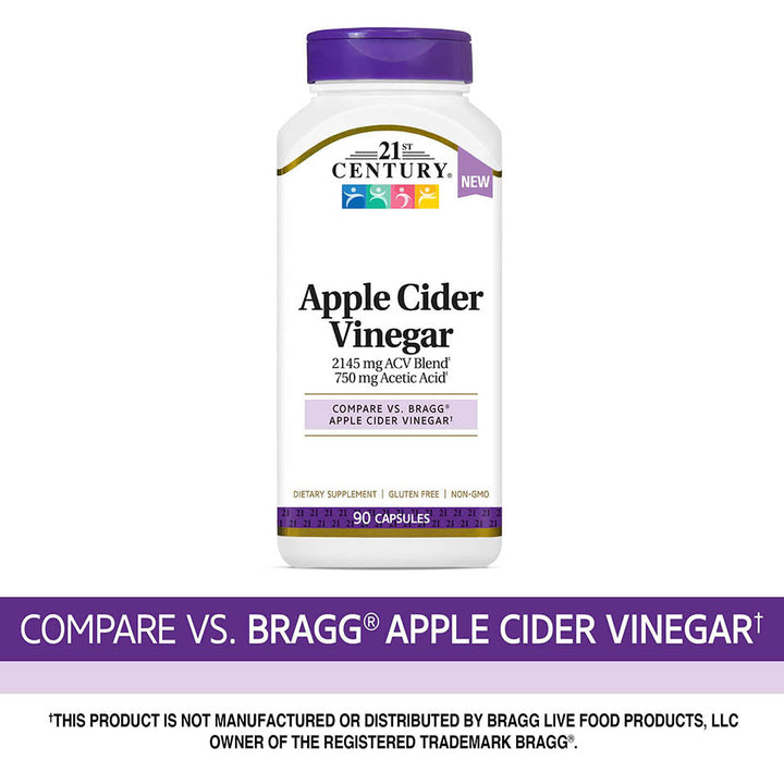 21st Century HealthCare Apple Cider Vinegar, 90 Count Capsules