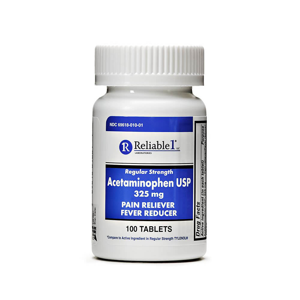 Reliable 1 Regular Strength Acetaminophen USP 325 mg 100 Tablets