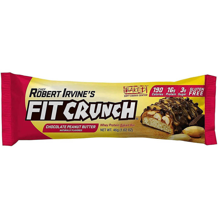 FITCRUNCH Snack Size Protein Bars, Designed by Robert Irvine, Worldâ€™s Only 6-Layer Baked Bar, Just 3g of Sugar & Soft Cake Core (9 Count, Chocolate Peanut Butter)