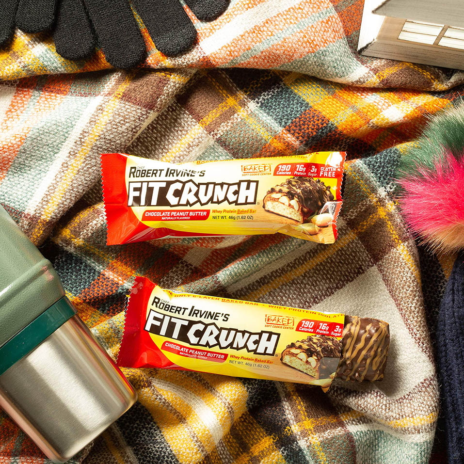 FITCRUNCH Snack Size Protein Bars, Designed by Robert Irvine, Worldâ€™s Only 6-Layer Baked Bar, Just 3g of Sugar & Soft Cake Core (9 Count, Chocolate Peanut Butter)