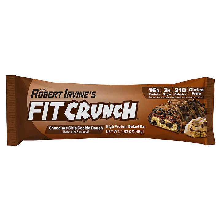 FITCRUNCH Snack Size Protein Bars, Designed by Robert Irvine, 6-Layer Baked Bar, 3g of Sugar & Soft Cake Core (9 Bars, Chocolate Chip Cookie Dough)