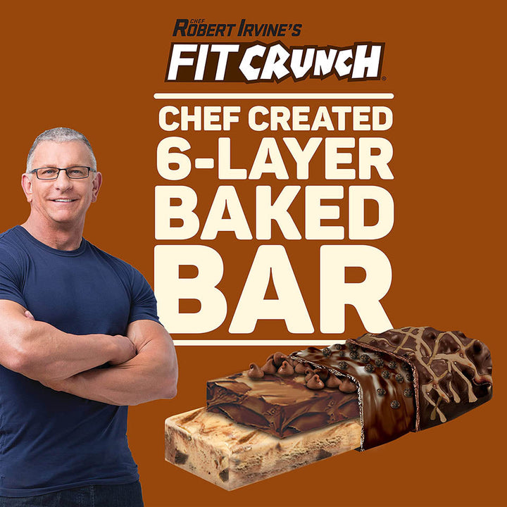 FITCRUNCH Snack Size Protein Bars, Designed by Robert Irvine, 6-Layer Baked Bar, 3g of Sugar & Soft Cake Core (9 Bars, Chocolate Chip Cookie Dough)