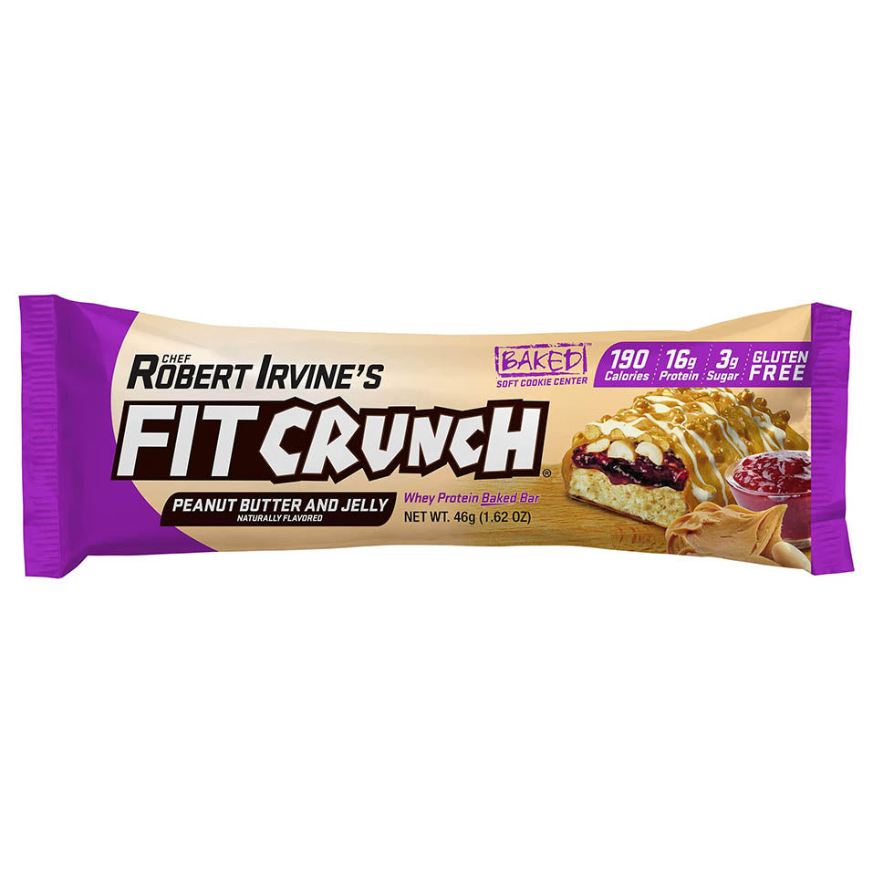 FITCRUNCH Snack Size Protein Bars, Designed by Robert Irvine, Worldâ€™s Only 6-Layer Baked Bar, Just 3g of Sugar & Soft Cake Core (9 Snack Size Bars, Peanut Butter & Jelly)