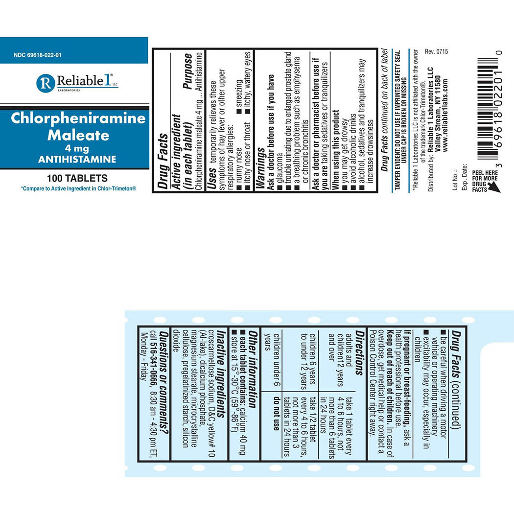 Reliable 1 Chlorpheniramine Maleate 4mg 100 Tablets