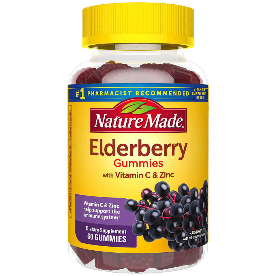 Nature Made Elderberry with Vitamin C and Zinc, Dietary Supplement for Immune Support, 60 Elderberry Gummies, 30 Day Supply