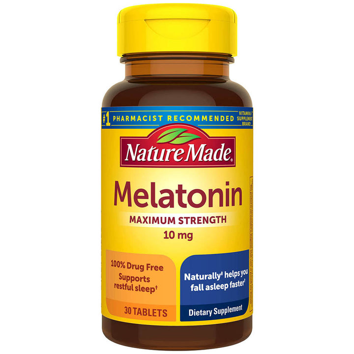 Nature Made Melatonin 10mg Extra Strength Tablets, Dietary Supplement for Restful Sleep, 30 Count, 30 Day Supply