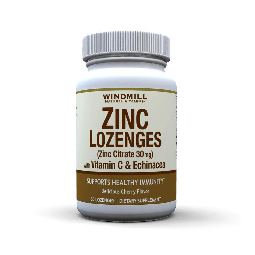 Windmill Health Products Zinc Lozenges, Immune Booster, with Echinacea and Vitamin C, 60 Lozenges, 60 Count