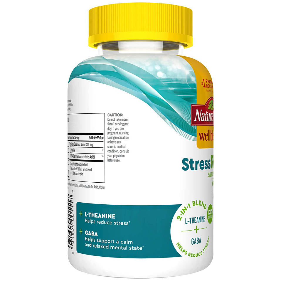 Nature Made Wellblends Stress Relief Gummies, L theanine 200mg to Help Reduce Stress, with GABA 100mg, Same Day Stress Support, 40 Strawberry Flavor Gummies