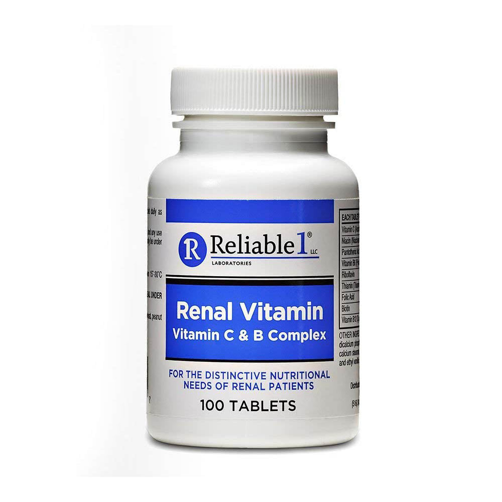 RELIABLE 1 LABORATORIES Renal Vitamin C & B Complex for Men and Women (100 Tablets Per Bottle) (Single)