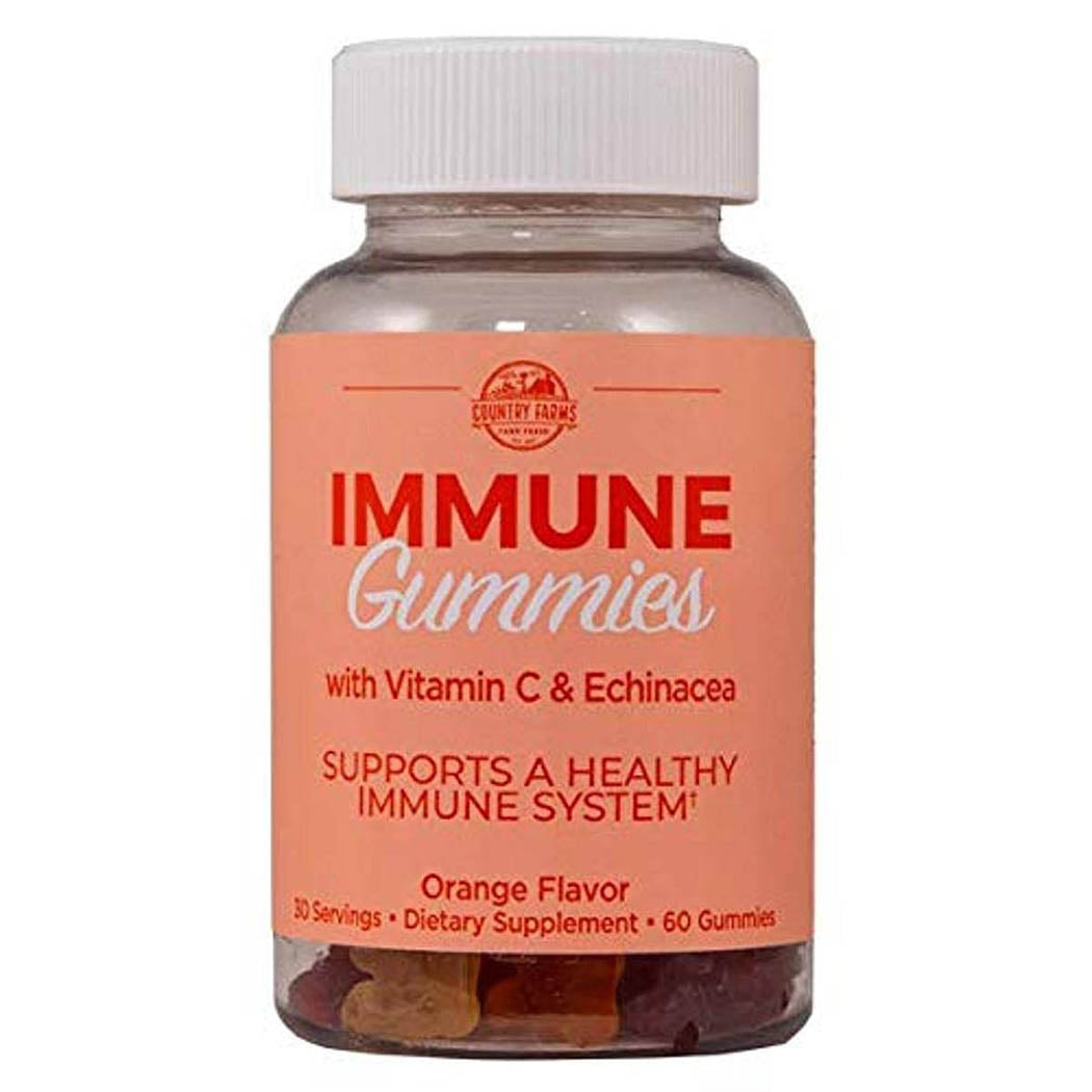 Country Farms Immune Gummies with Vitamin C & Echinacea, Supports Healthy Immune System, Rich in Antioxidants, Delicious Orange Flavor, 60 Count, 30 Servings