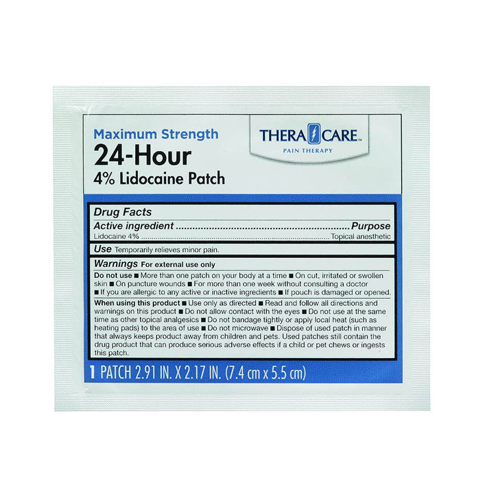 TheraCare 24-Hour Pain Relief Patch | 4% Lidocaine Patch | 2.91â€ x 2.17â€ | 6-Count Box