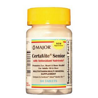 Major CertaVite Senior Multivitamin / Multimineral Supplement with Antioxidant Nutrients Beta-Carotene, Vitamin C, & Vitamin E For Adults 50 & Over - 60 Tablets