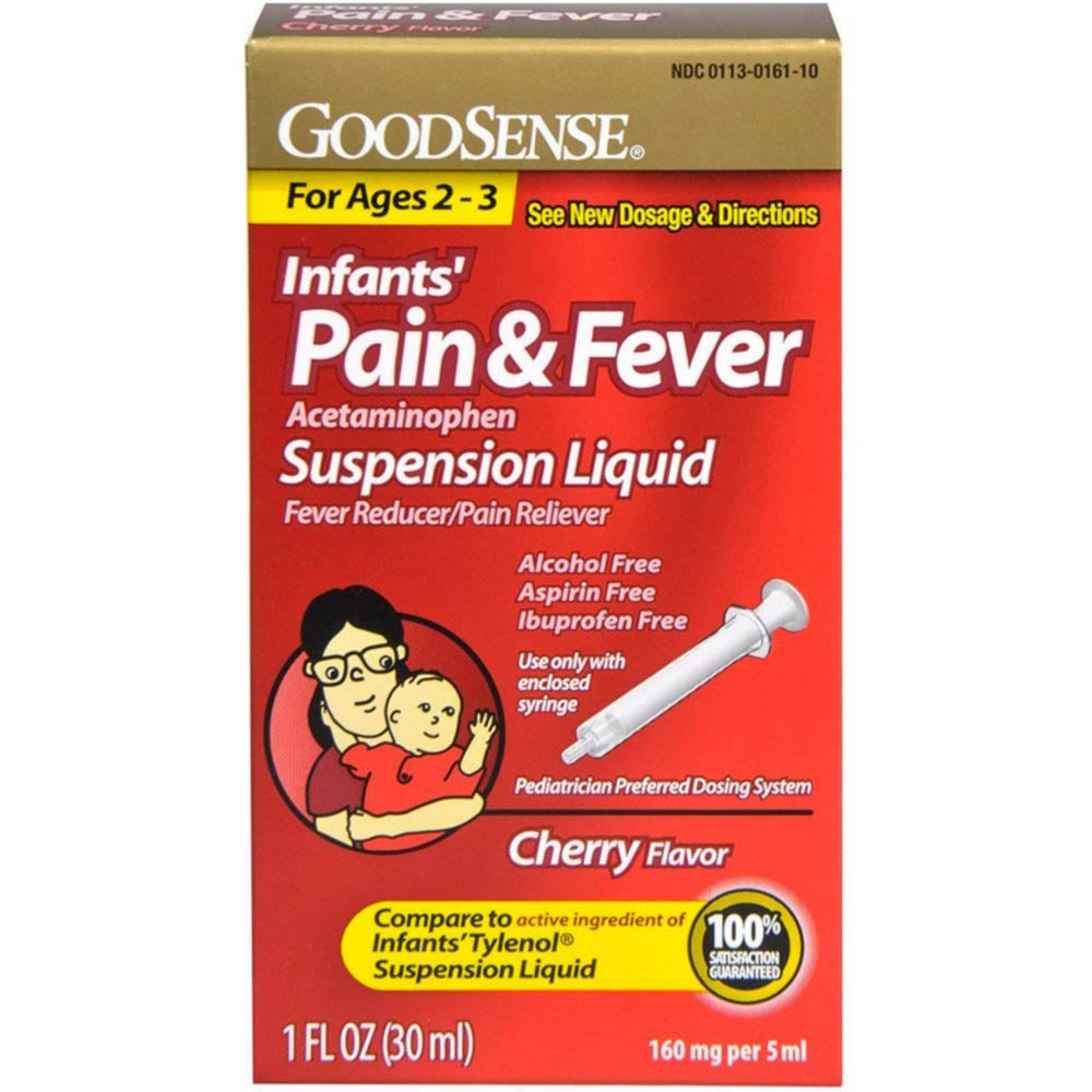 GoodSense Infant's Pain Reliever & Fever Reducer Acetaminophen Suspension Liquid, Cherry flavor, Temporarily Reduces Fever and Provides Relief of Aches and Pains