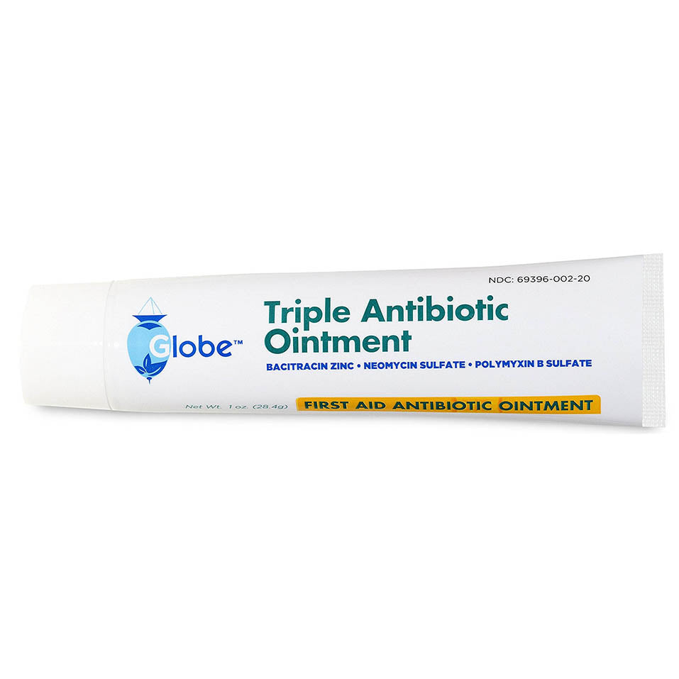 Globe Triple Antibiotic First Aid Ointment, 1 Oz. | 24-Hour Infection Protection, Treatment for Minor Scrapes, Burns and Cuts | (1 Tube)